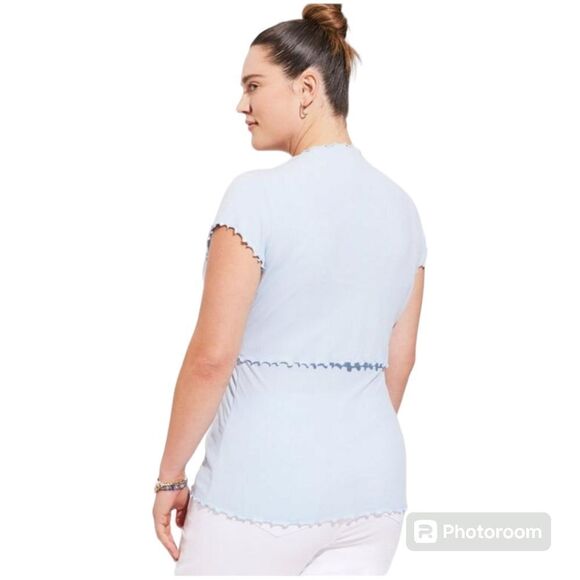 6X 30W Torrid Blue Cami Shrug Set Rib Lettuce Edge Fitted Supersoft Stretch 90s - Picture 2 of 12